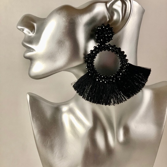Black Tassel Earrings!! - Picture 2 of 2